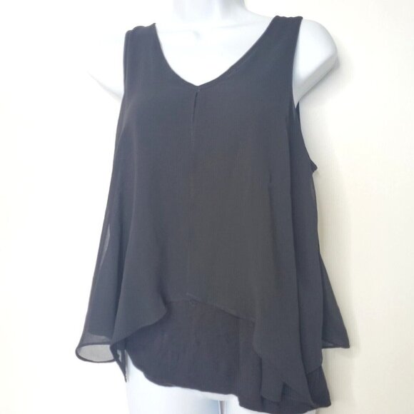BCX Women's Size Small Layered Black Blouse - Picture 1 of 5
